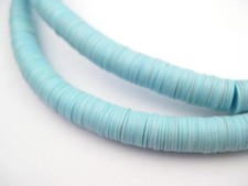 Baby Blue Vinyl Phono Record Beads 8mm Ghana African Disk 34 Inch Strand