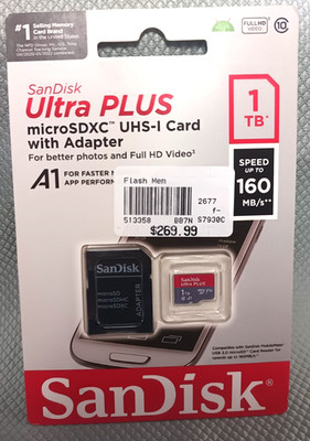 SanDisk Ultra Plus microSDXC UHS-I Card A1 1TB 160MB/s SDSQUBL-1T00-AN6MA NEW!