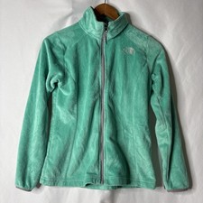 The North Face Girls Mint Green Full Zip Fleece Sweatshirt Size Large 14/16