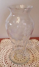Vintage Small Flower Etched Clear Glass Bud Vase For Flowers 6 1/4"