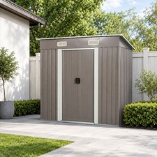 6x4 FT Outdoor Metal Storage Shed with Double Lockable Doors for Garden  Yard