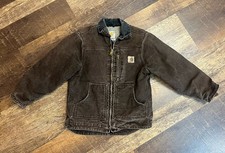 carhartt detroit jacket youth kids Medium brown faded sherpa lined workwear vtg