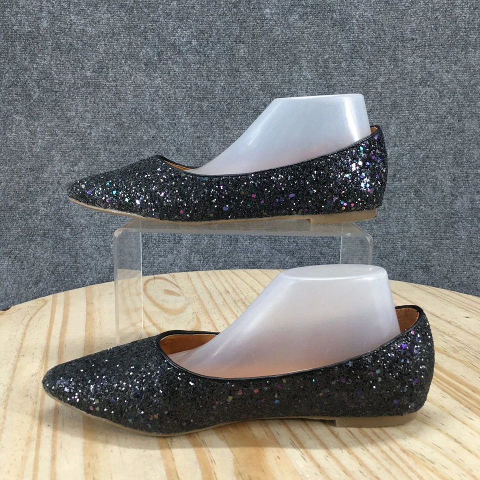 Zapatos NYLA para mujer 6 Stanley Ballet planos negros brillantes imitación cuero punta puntiaguda Foto 2 de 4