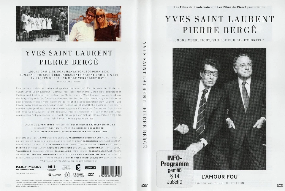 DVD YVES SAINT LAURENT - Dokumentation - Pierre Bergé, Catherine Deneuve * NEU * - Bild 1 von 1