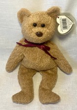 Rare Vintage 1996 TY Beanie Baby CURLY the Light Brown Bear VG Condition NWTS 