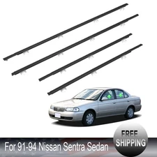 NEW 4 Door Black Belt Line Rubber Seal Fit For 1990-1994 Nissan Sentra Sedan USA