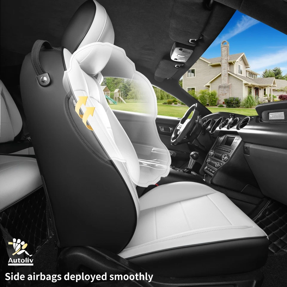 Menifomory for Ford Mustang Hardtop Coupe seat cover 2015-2025 Full Set Red+Gray Foto 2 de 4