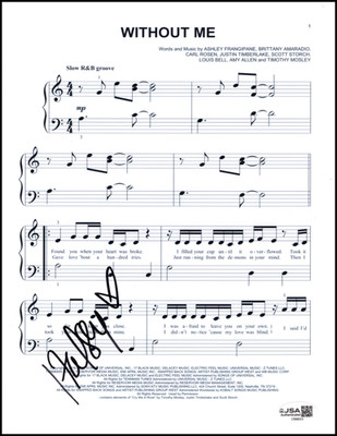 Halsey Ashley Frangipane Signed Autograph Without Me Sheet Music - Manic JSA COA