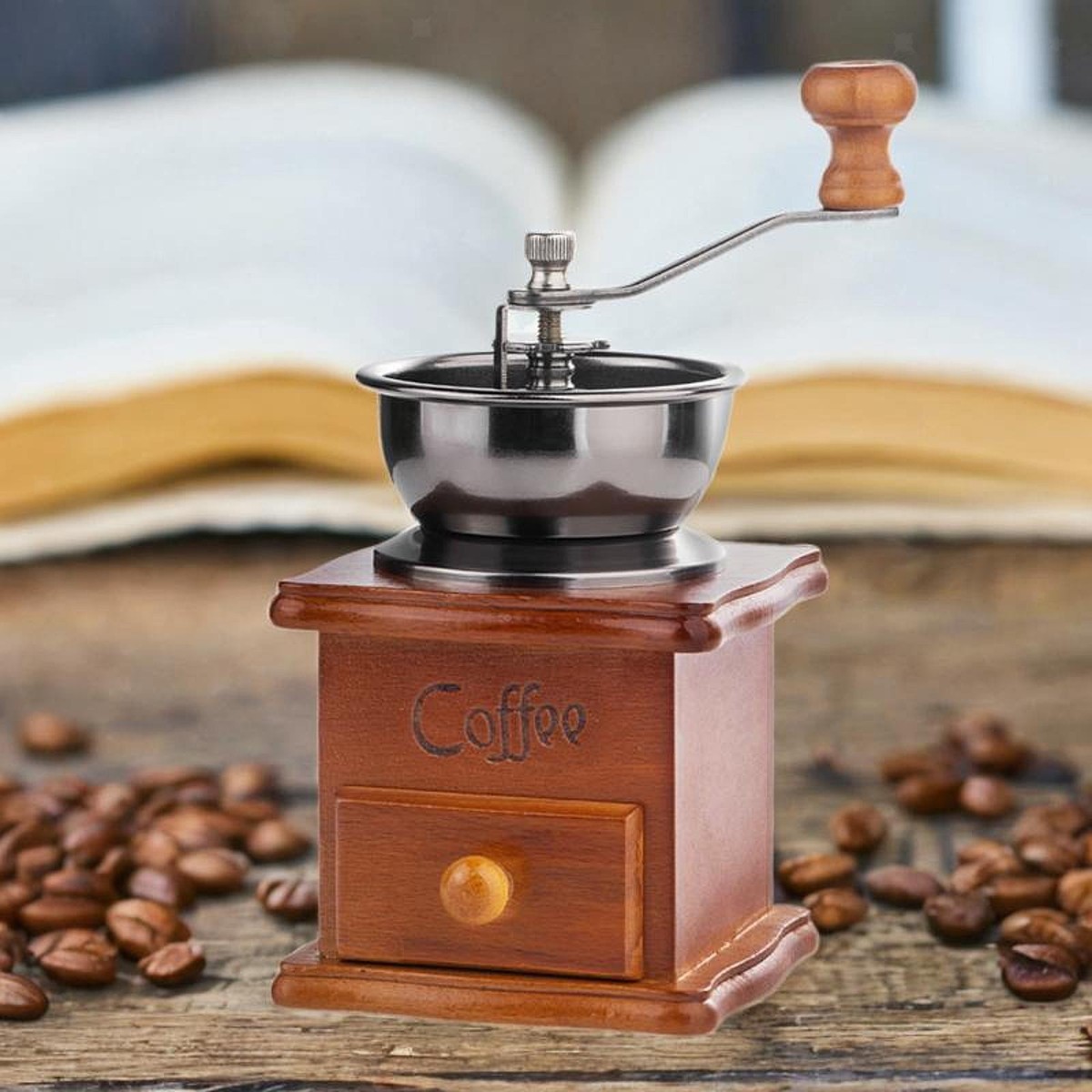 Wooden Coffee Bean Mill Hand Crank Coffee Bean Grinder for Home Gift Camping
