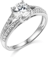 1.80 Ct Round Engagement Wedding Ring Trellis Split Shank Solid 14K White Gold