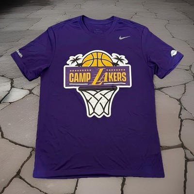 Nike Los Angeles LA Lakers Camp NBA Team Staff Issued Shirt Purple Men's Medium