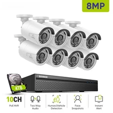 5MP 8MP POE Security Camera System H264+ 8CH NVR 2.8mm Night Vision Home Camera