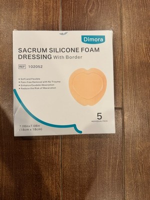Dimora Sacrum Foam Dressing 7''x7'' Silicone Border Waterproof Absorbent Pads