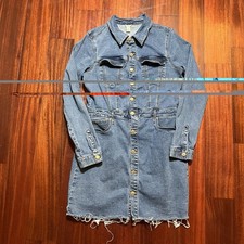 Guess Denim Diva Dress Womens XL Blue Raw Hem Western Festival Cowgirl Ranch NEW