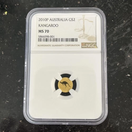 Australia 2010 Mini Roo Kangaroo $2 Gold Nugget 0.5 Gram .9999 Gold NGC MS70