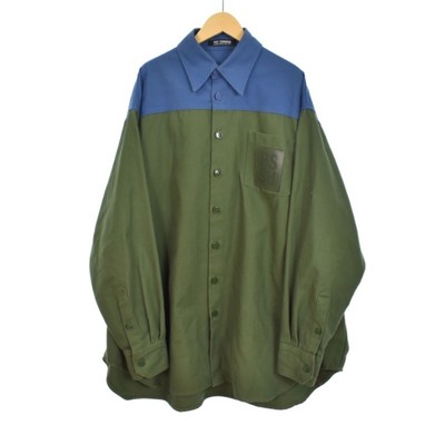 Raf Simons 22AW Oversized bicolor Denim Shirts with R pin in back Biolor Used 83