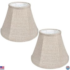 TOOTOO STAR Set of 2 Large Brown Barrel Lampshades - Handcrafted Linen, 6x12x8.5