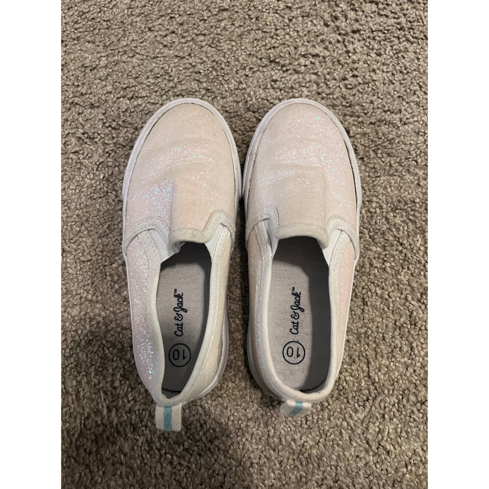Cat and Jack Girls Slip On Glitter Shimmer Tennis Shoes Size