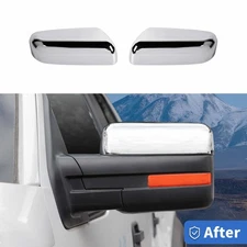 2PCS Top Half Mirror Covers Caps For Ford F150 2009-14 Chome Side Wing View Trim