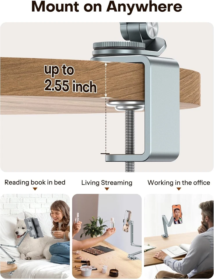 Flexible Aluminum Alloy Desk Phone Holder, 4-13" Devices - Image 4 of 4