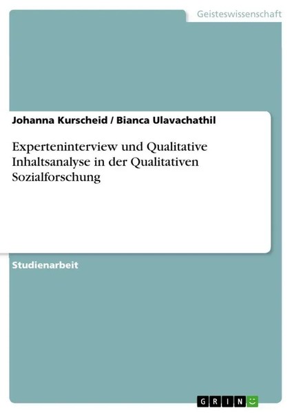 Experteninterview Und Qualitative Inhaltsanalyse In Der Qualitativen...-image