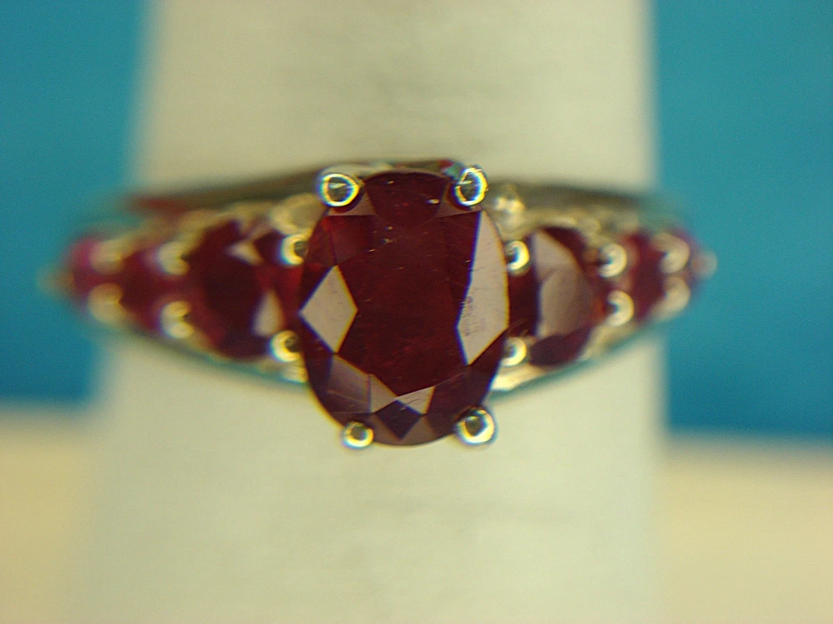 Bague En Argent 925 Avec Pierre Rouge Corail Simil - Taille 15 - 7,2 Gr