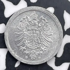 1917-D Germany 1 Pfennig Lot#C4386 High Grade! Beautiful!
