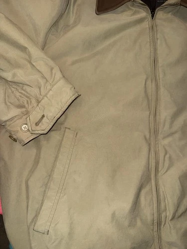 Nautica Men's Bomber Jacket XL Beige/Brown Full Zip Spread Collar Lined Pockets image 7