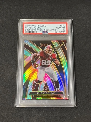2019 Panini Select Football Chase Young 2020 XRC Prizm #318 PSA 10 Pop 51