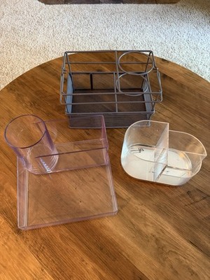 3 Bathroom or Makeup Organizers: Acrylic Bins and Wire Hot Hair Tool Basket