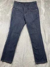 JAG WOMEN'S JEANS STRAIGHT LEG PULL ON SIZE 6P L29 DARK BLUE STRETCH