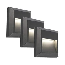  Outdoor Indoor Step Lights Wire Connected, 110V-240V 1.6W 4.921Inch Black(3pk)