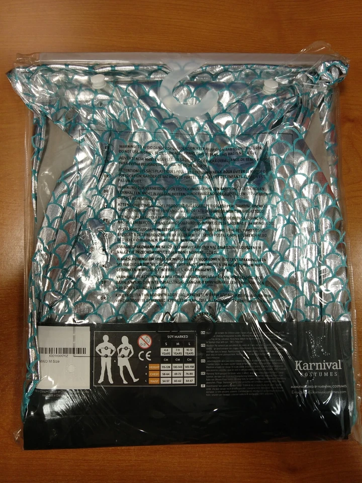 Vestido de sirena y diadema disfraces de carnaval talla mediana azul - AB4703 Foto 2 de 3