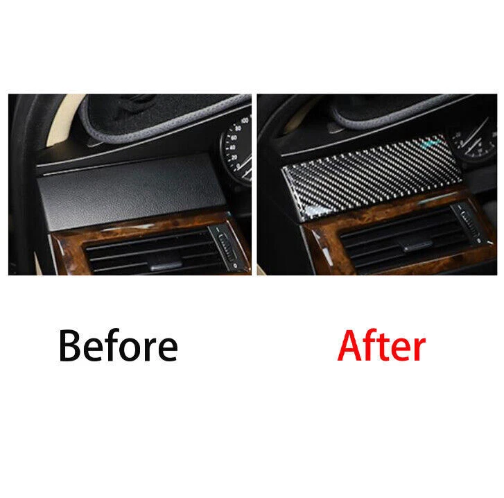 For BMW 5 Series 04-10 Vinyl Carbon Fiber Central Console Instrument Strip Trim - Image 3 of 4