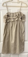 j crew women's size S brown petal ruffle bust spaghetti strap cotton dress
