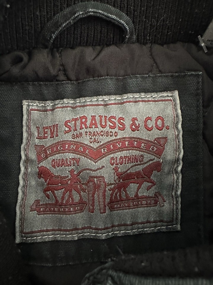 Levis Black Denim Jacket Quilted & Insulated Mens Size XL Coat eBay