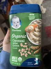 LOT OF 2 GERBER ORGANIC OATMEAL MILLET QUINOA CEREAL 8OZ/EACH EXP: Sep 15 2021