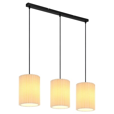 GLOBO PAGE Pendelleuchte 3-flammig Hängelampe Beige Schwarz Stoff 85 x 120 cm