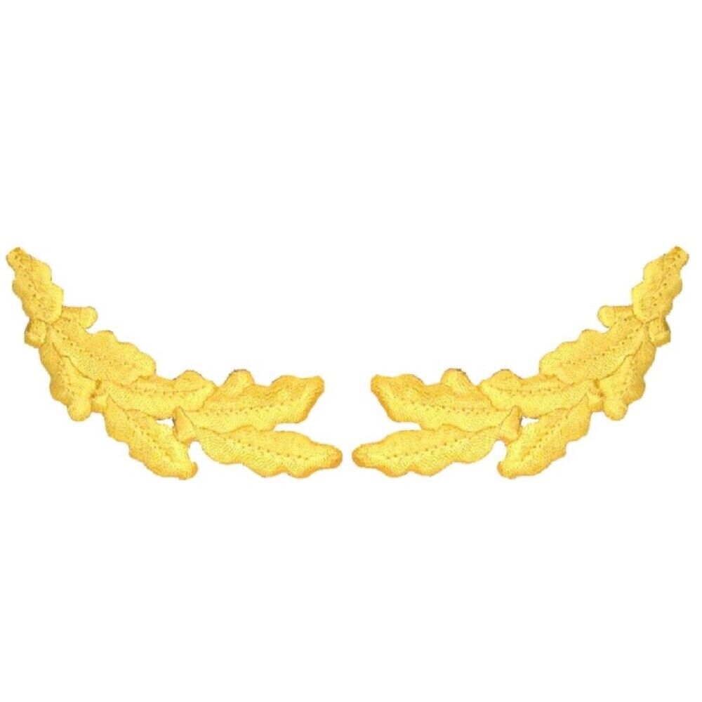 Yellow Scrambled Eggs Patch Set - Military Captain Oak Leaves 3.75" (Iron on)