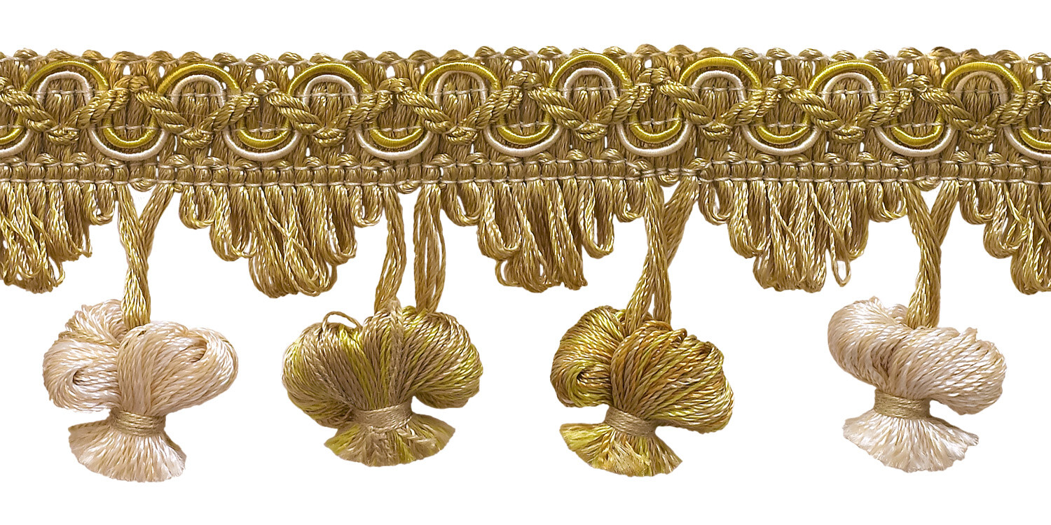 Light Gold Ivory 2"" Onion Tassel Fringe Trim Radiant Sunrise [By The Yard]