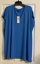NWT $98 Eileen Fisher Calypso Fine Jersey V Neck Long Boxy Top 2X