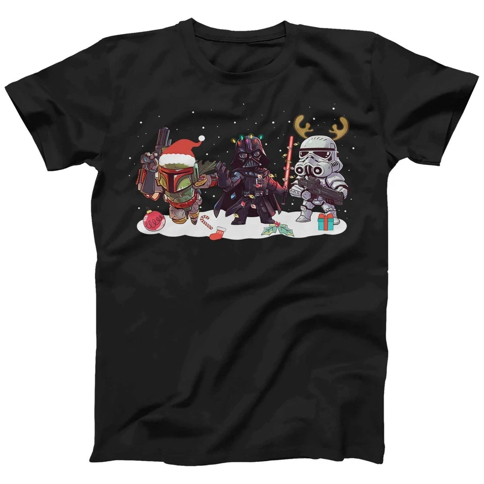 Darth Vader Stormtroopers Star Wars Cartoon Christmas T-shirt Kids Men's Women's - Image 3 of 4