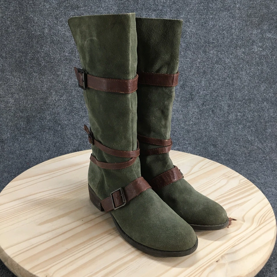 BC ботинки женщин 10 высоты езды зеленый кожаный колена круглый носок повседневный комфорт - Изображение 3 из 4