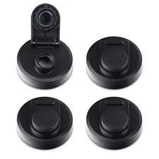 Mason Jar Lids Wide Mouth Plastic - With Flip Cap Pouring Spout - Black 4 Pack
