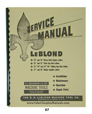 LeBLOND 25", 27", 32", 50", 60"  Lathes Service, Op, & Parts Manual *67 