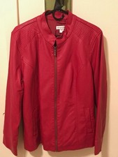 Woman's Lady's Jacket Size Xl Christopher & Banks Red Full Zip Limited Wear