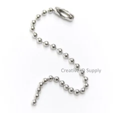 Pack of 25 - 4" LENGTH KEY TAG CHAIN 2.4MM BEAD NICKEL PLATED SILVER USA SELLER
