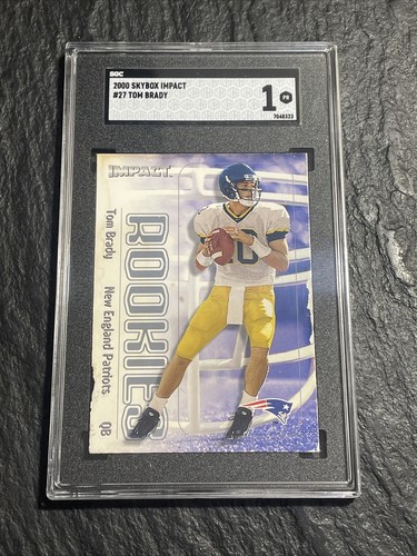 2000 Skybox Impact #27 Tom Brady Rookie Football Trading Card SGC Graded 1 PR