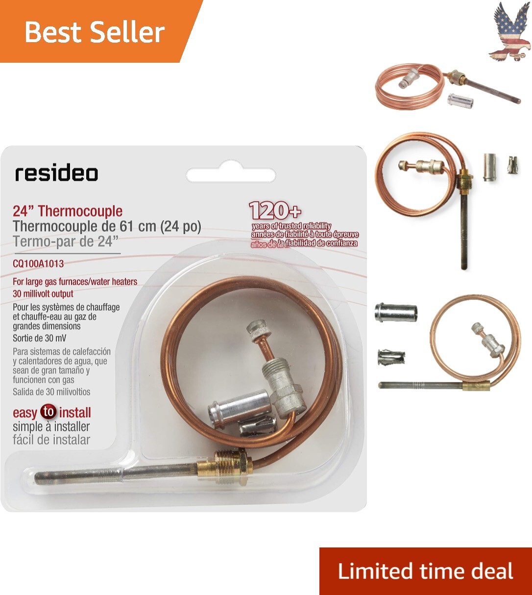 24Inch Thermocouple Replacement for Furnaces, Boilers, and Water