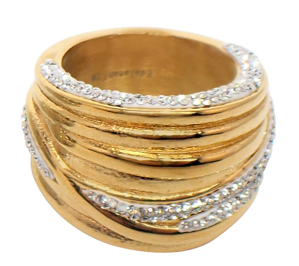 Edelstahl Ring Damen XL Modern Band Ring silber rosegold Strass Beauty Vintage - Bild 2 von 4